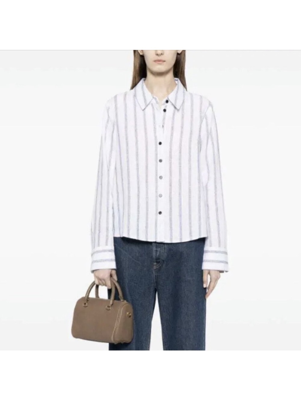 AG26 Reformation Sky Stripe Print Line Linen Top